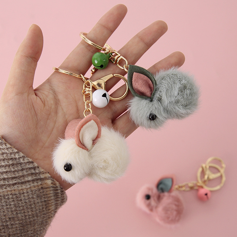 Wedding Keychain Teddy Automobile Hanging Ornament Ornament Key Chain Rabbit Wool Felt Creative Gift