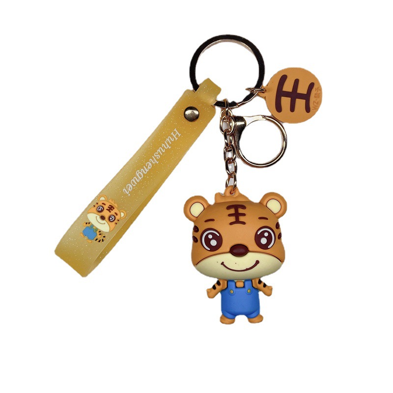 Wedding Keychain Tiger Zodiac New Cartoon Tiger Keychain Car Shape School Bag Key Pendants New Year Gift