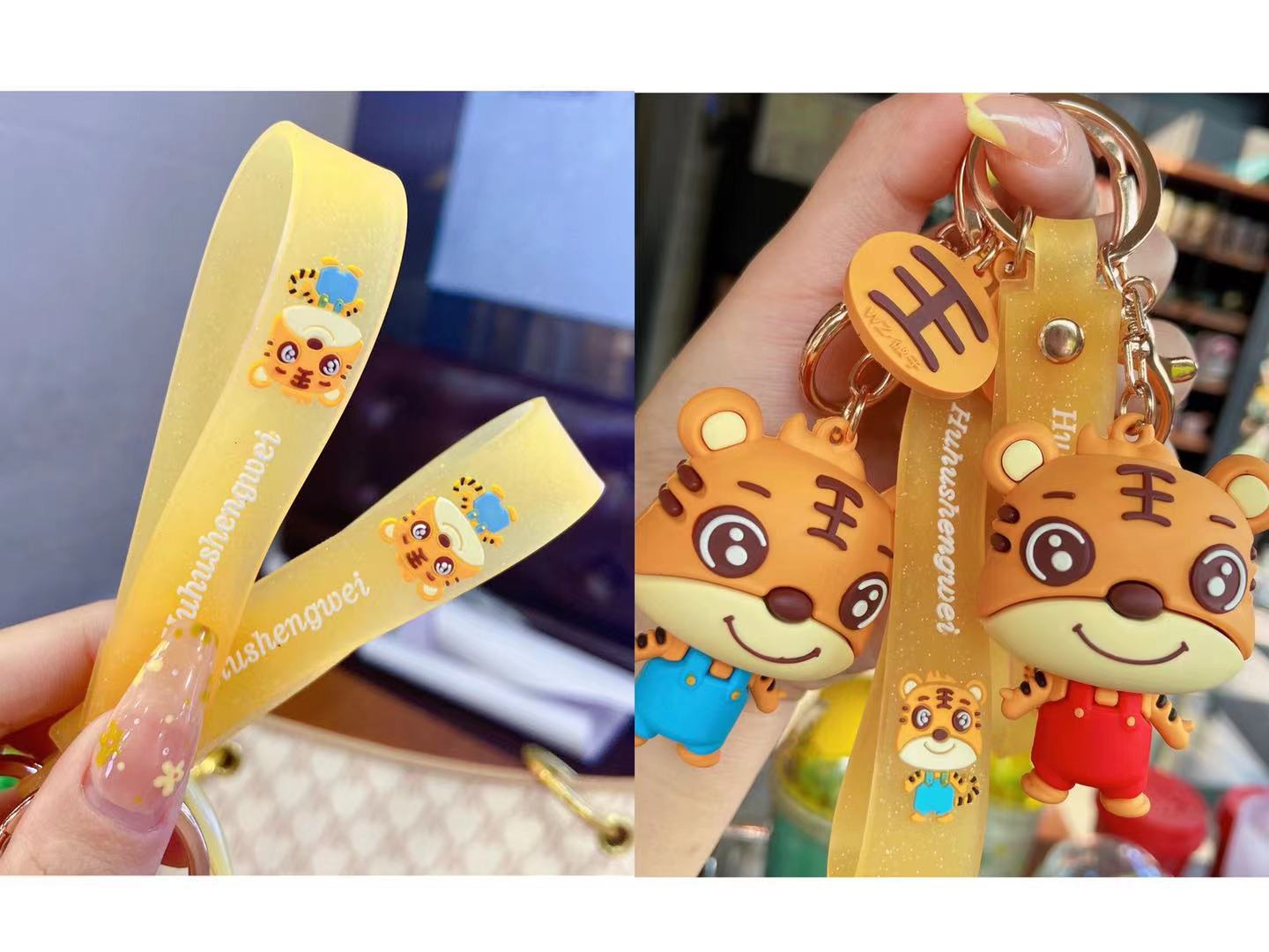 Wedding Keychain Tiger Zodiac New Cartoon Tiger Keychain Car Shape School Bag Key Pendants New Year Gift