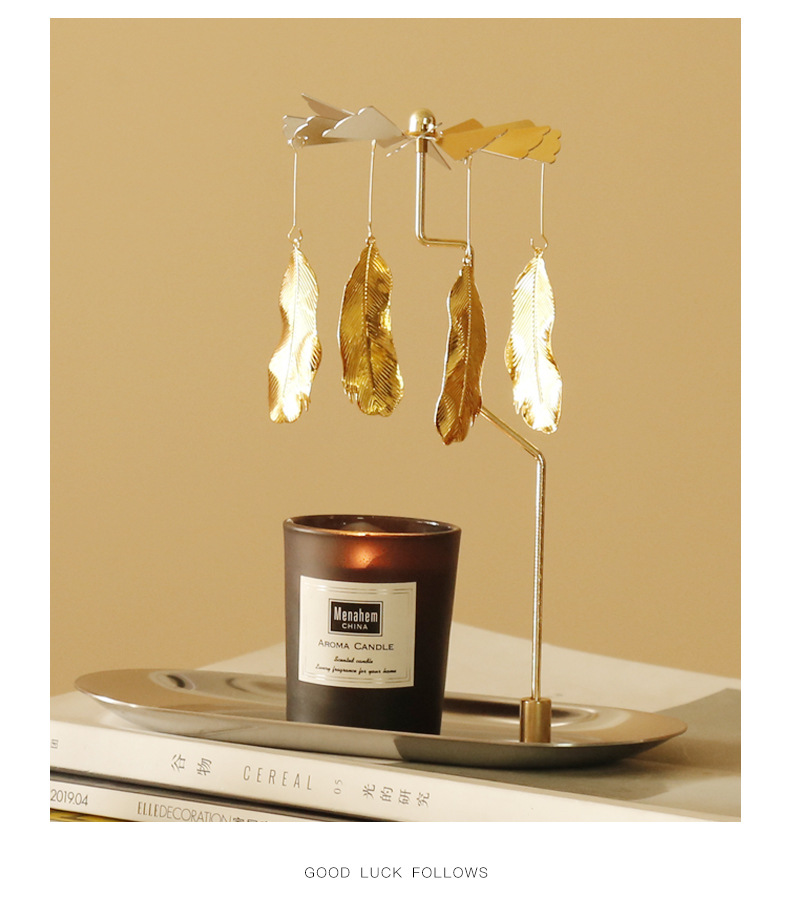 Rotating Candlestick Aromatherapy Candle with Tray Romantic Revolving Scenic Lantern European Candleholder