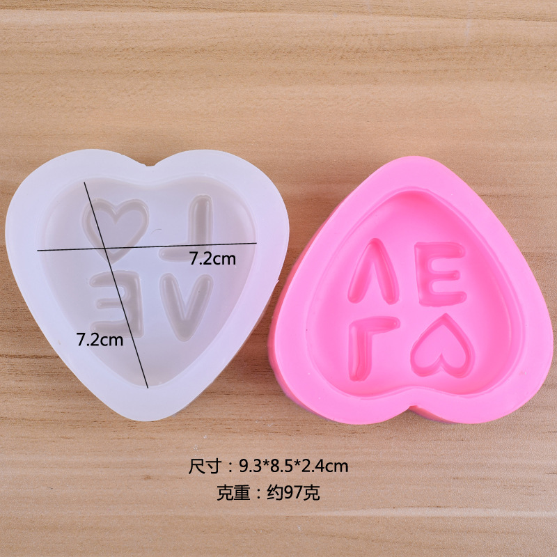 Love Handmade Soap Silicone Mold DIY Letter Love Heart-Shaped Fondant Cake Decoration Candle Mold Spot Wholesale