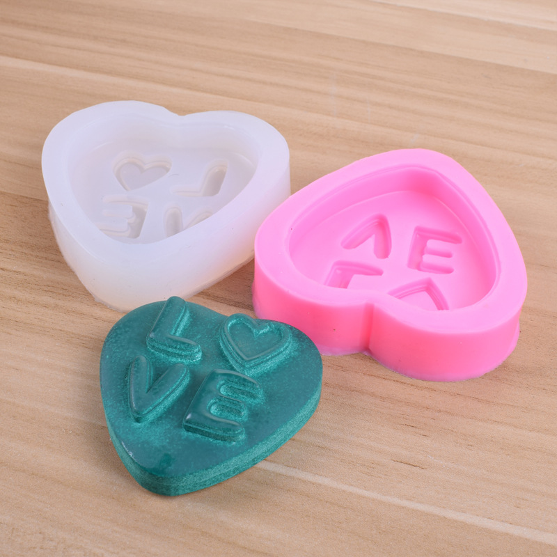 Love Handmade Soap Silicone Mold DIY Letter Love Heart-Shaped Fondant Cake Decoration Candle Mold Spot Wholesale
