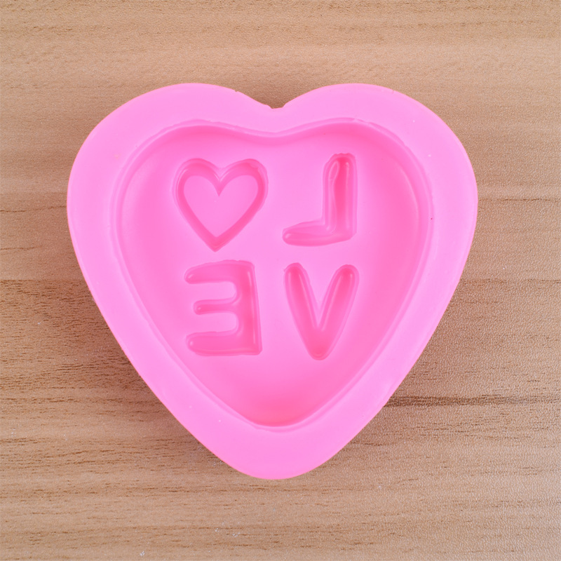 Love Handmade Soap Silicone Mold DIY Letter Love Heart-Shaped Fondant Cake Decoration Candle Mold Spot Wholesale