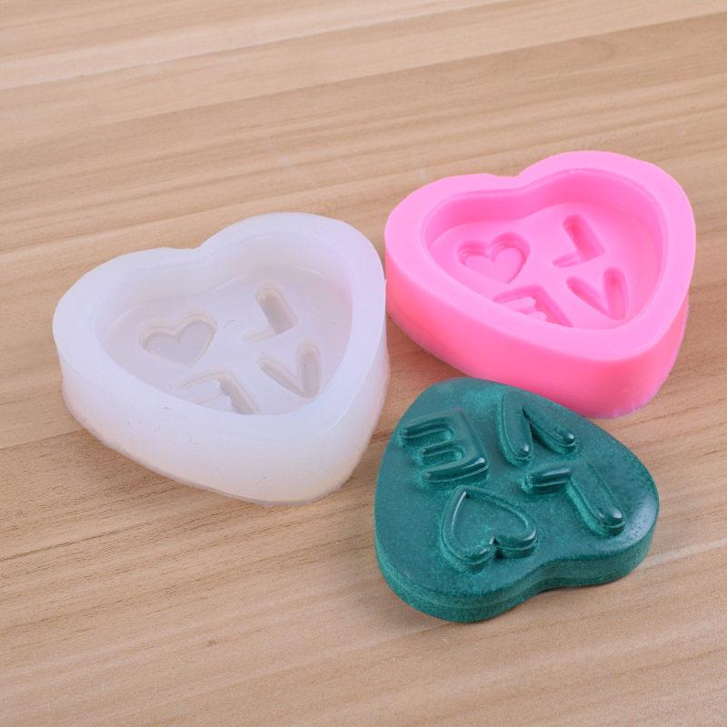 Love Handmade Soap Silicone Mold DIY Letter Love Heart-Shaped Fondant Cake Decoration Candle Mold Spot Wholesale
