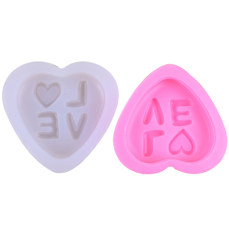 Love Handmade Soap Silicone Mold DIY Letter Love Heart-Shaped Fondant Cake Decoration Candle Mold Spot Wholesale