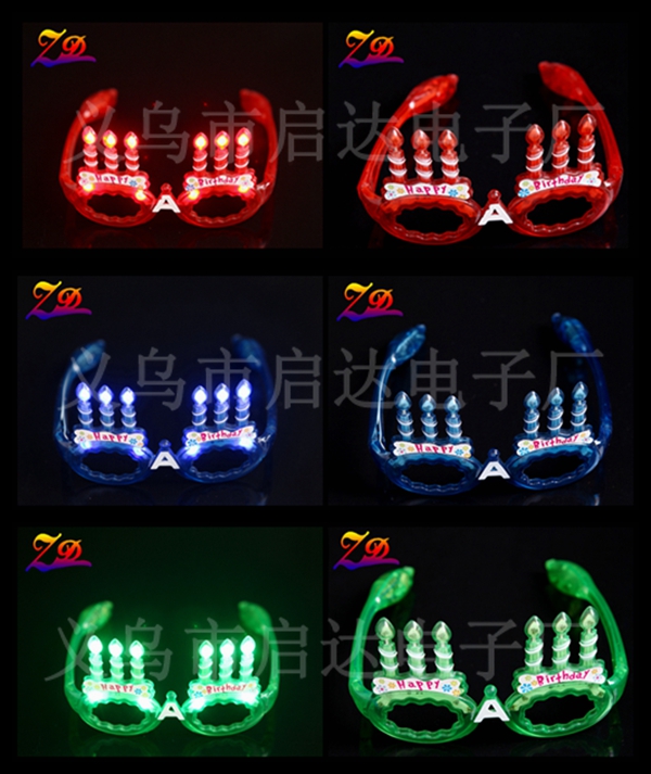 Factory direct music birthday candle glasses LED flash glasses glow glasses glow glasses