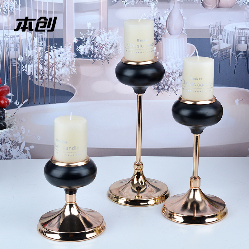 Candlelight Dinner European Metal Candlestick Romantic Home Nordic Style Candle Holder Christmas Ornament Glow Candle