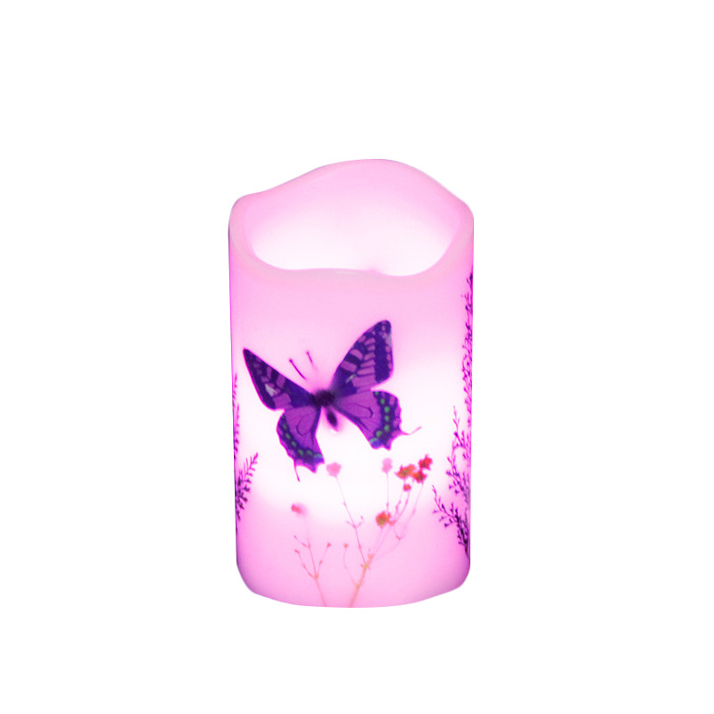 Glow Candle  Remote Control Colorful Candle Light Personality Electronic Dried Flower Candle Light Butterfly Candle