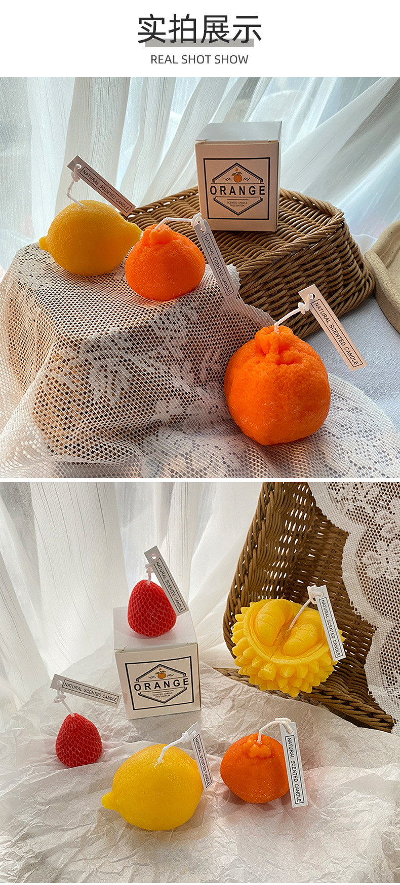 Glow Candle Soy Wax Aromatherapy Candle Indoor Home Decoration Photo Props Hand Gift Christmas Tangerine Candle