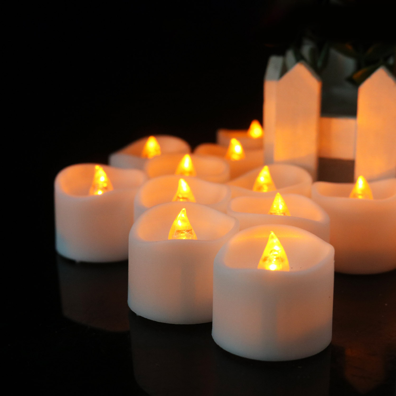 Glow Candle  Concave Wave Mouth Timing Electric Candle Lamp Christmas Decoration LED Candle Timing Function