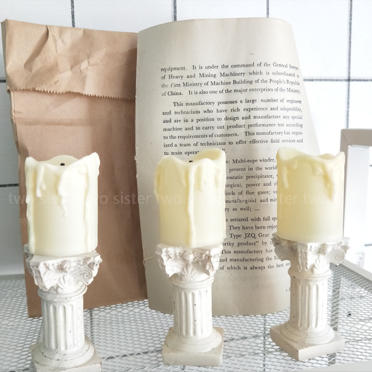 Glow Candle  and Korean Burning Candle Simulation Half Candle Roman Column Candlestick Swing Style Stall Goods