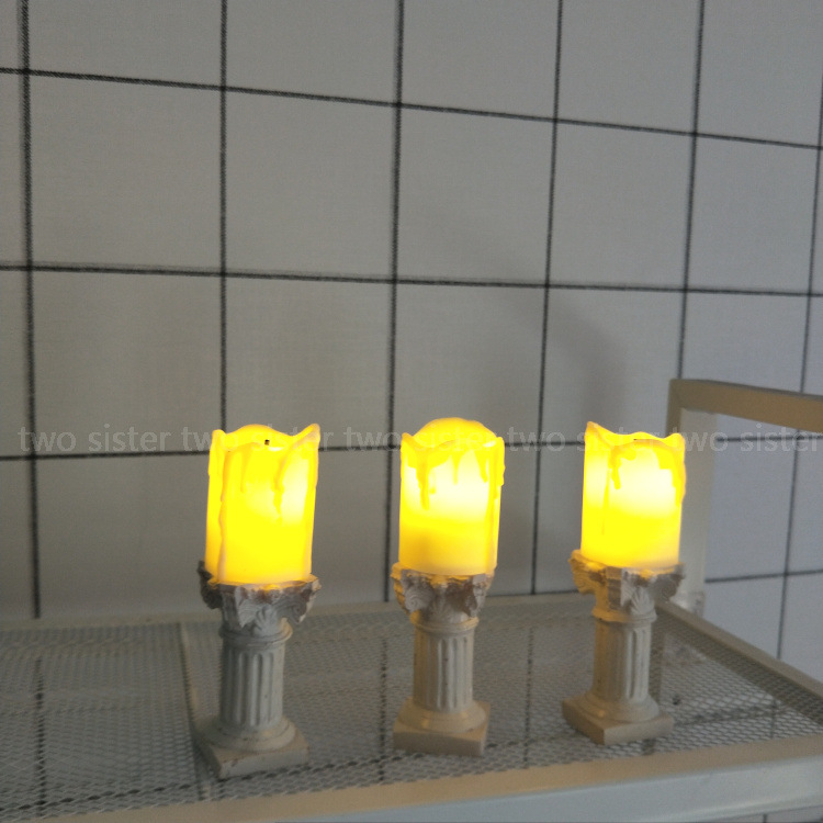 Glow Candle  and Korean Burning Candle Simulation Half Candle Roman Column Candlestick Swing Style Stall Goods