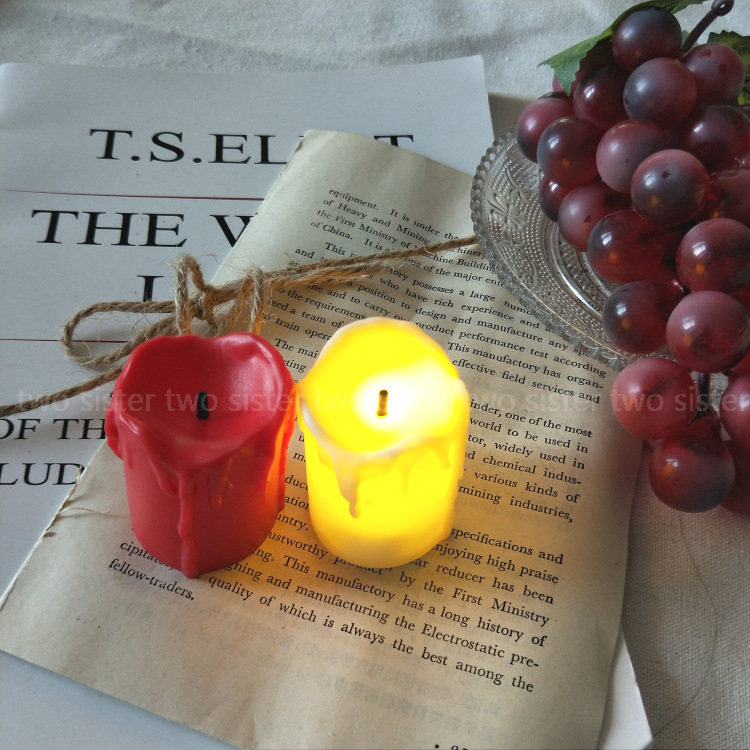 Glow Candle  and Korean Burning Candle Simulation Half Candle Roman Column Candlestick Swing Style Stall Goods