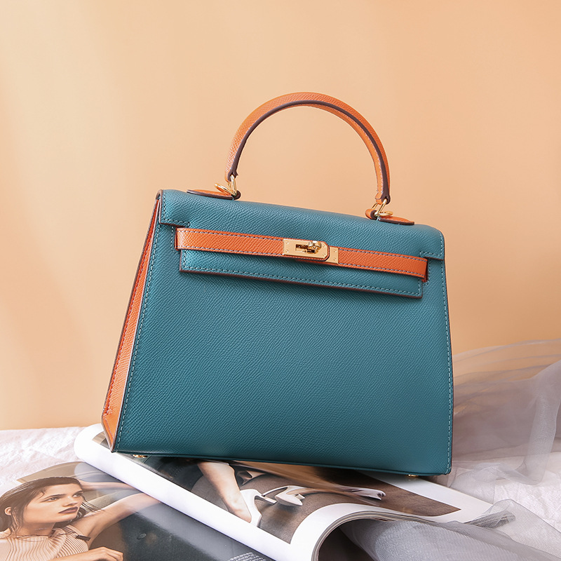 Women&#039;s Cow Leather Bag 2021 New Kelly Bag Red Bag Portable Wedding Bride Birkin Bag wedding Bag