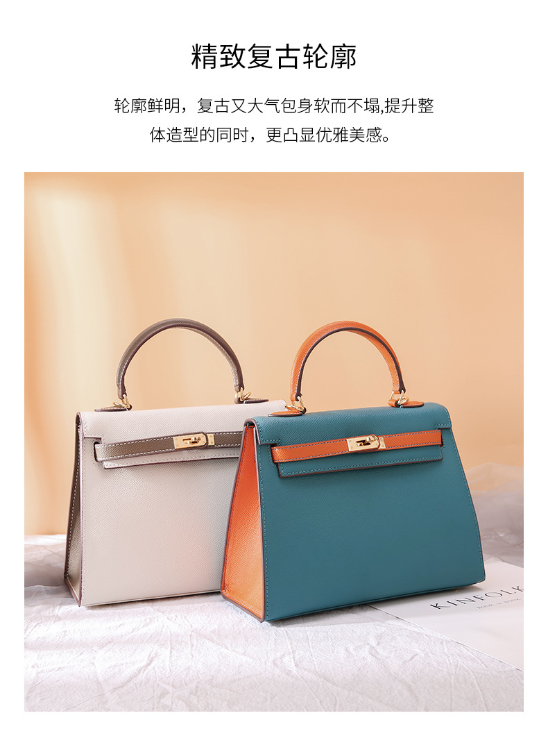 Women's Cow Leather Bag 2021 New Kelly Bag Red Bag Portable Wedding Bride Birkin Bag wedding Bag