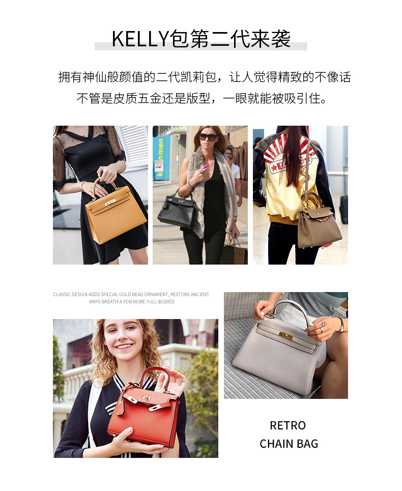 Women's Cow Leather Bag 2021 New Kelly Bag Red Bag Portable Wedding Bride Birkin Bag wedding Bag