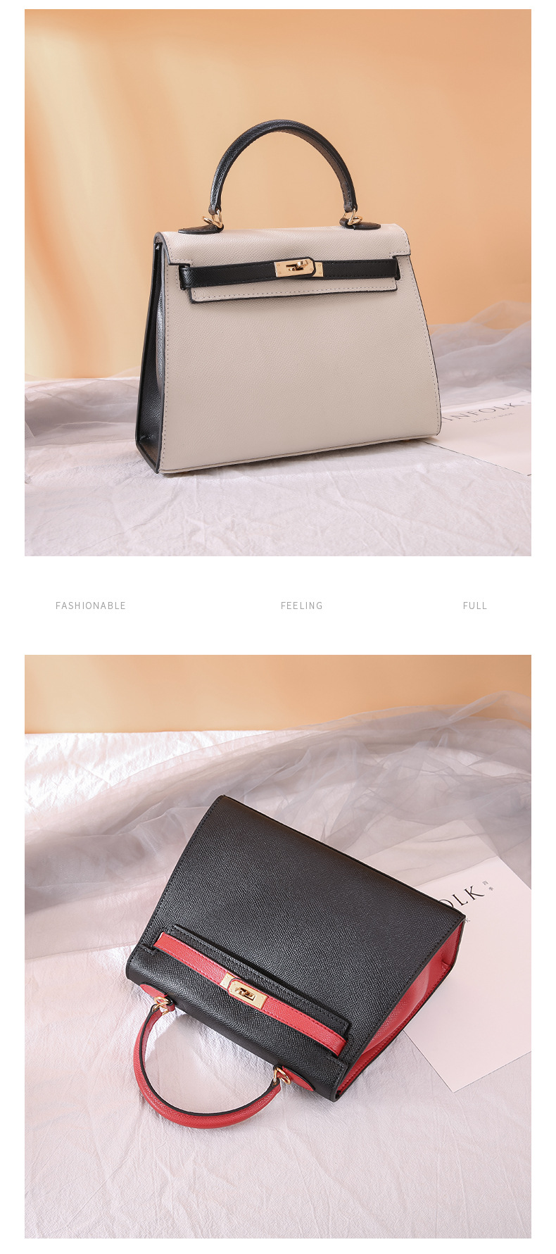 Women's Cow Leather Bag 2021 New Kelly Bag Red Bag Portable Wedding Bride Birkin Bag wedding Bag