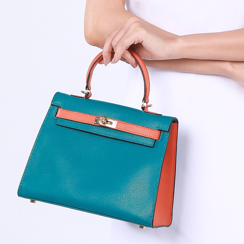 wedding Bag  2021 New Kelly Bag Milky White Bag Portable Wedding Bride Birkin Bag Contrast Color Crossbody Women&#039;s Bag