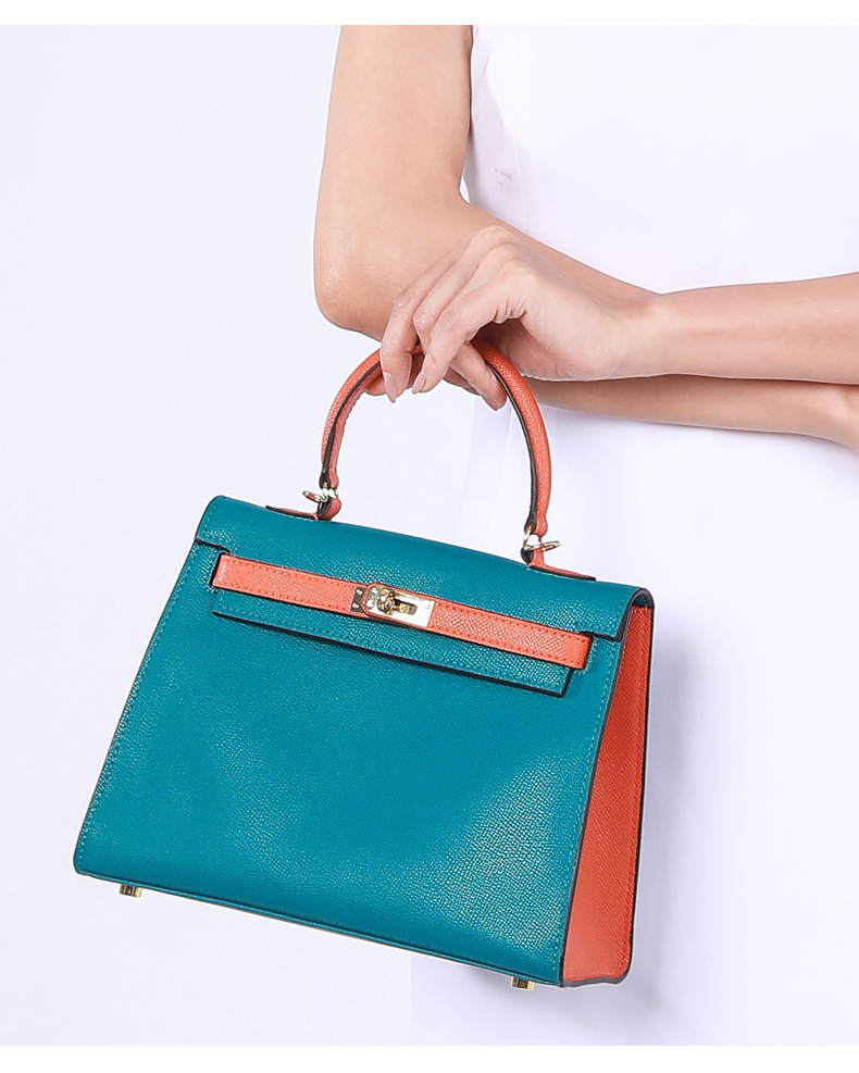 wedding Bag  2021 New Kelly Bag Milky White Bag Portable Wedding Bride Birkin Bag Contrast Color Crossbody Women's Bag