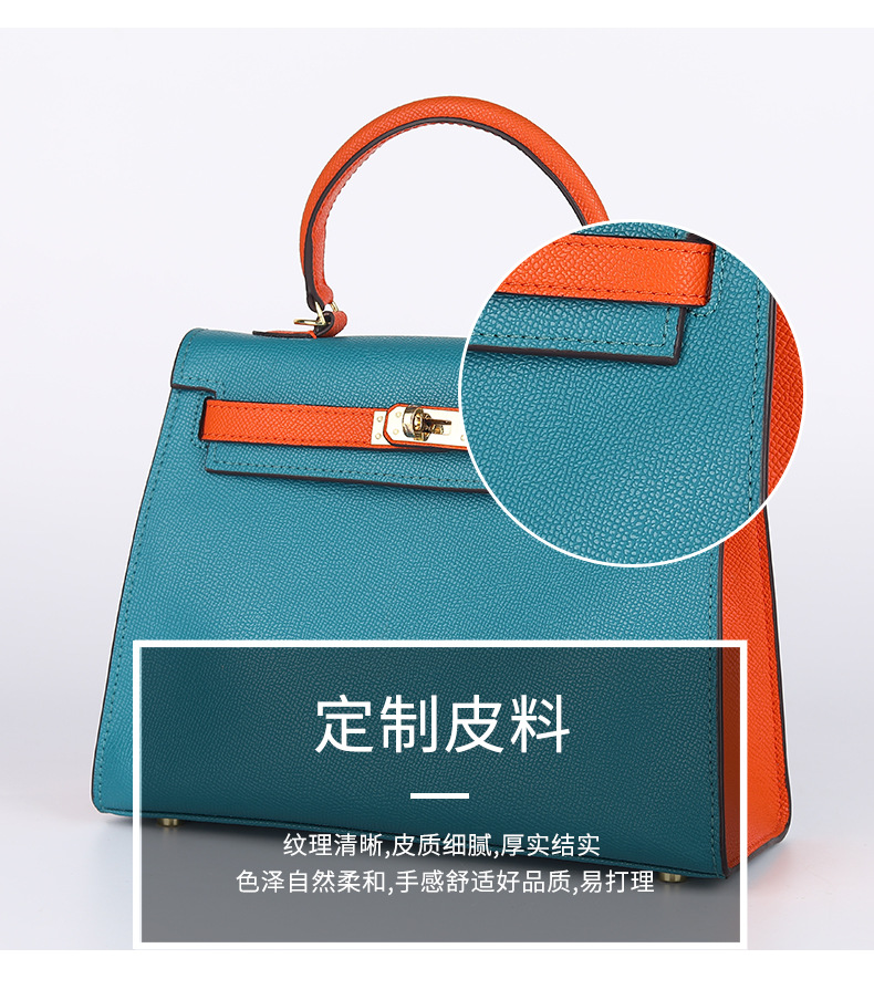 wedding Bag  2021 New Kelly Bag Milky White Bag Portable Wedding Bride Birkin Bag Contrast Color Crossbody Women's Bag