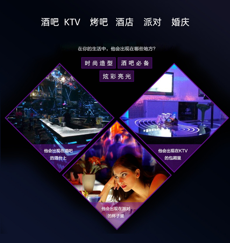 Bar KTV Luminous Ice Light-Emitting Toys into the Water Is Bright Led Colorful Ice Cube Water Sensing Luminous Ice Manufacturer