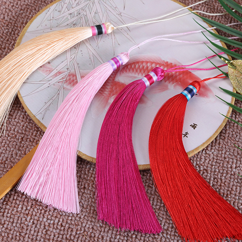 16cm Colorful Head Tassel Hantang No. 3 Ancient Costume Clothing Home Decoration Tassel Vertical Vertical Smooth Ice Silk Tassel