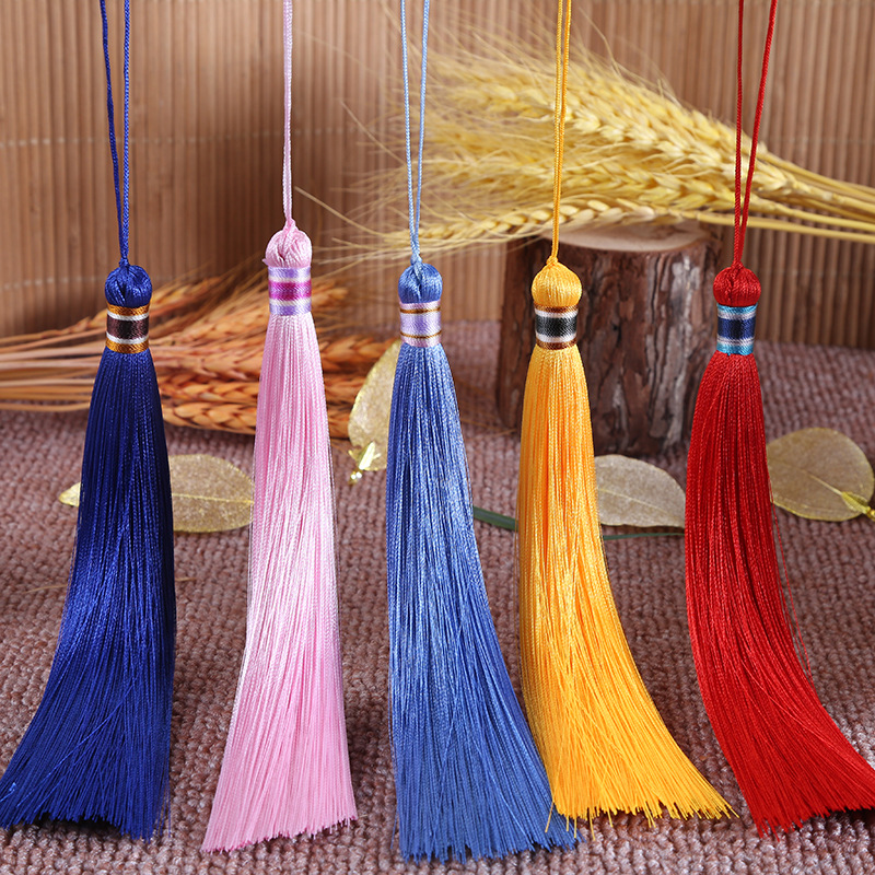 16cm Colorful Head Tassel Hantang No. 3 Ancient Costume Clothing Home Decoration Tassel Vertical Vertical Smooth Ice Silk Tassel