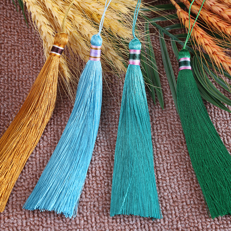 16cm Colorful Head Tassel Hantang No. 3 Ancient Costume Clothing Home Decoration Tassel Vertical Vertical Smooth Ice Silk Tassel