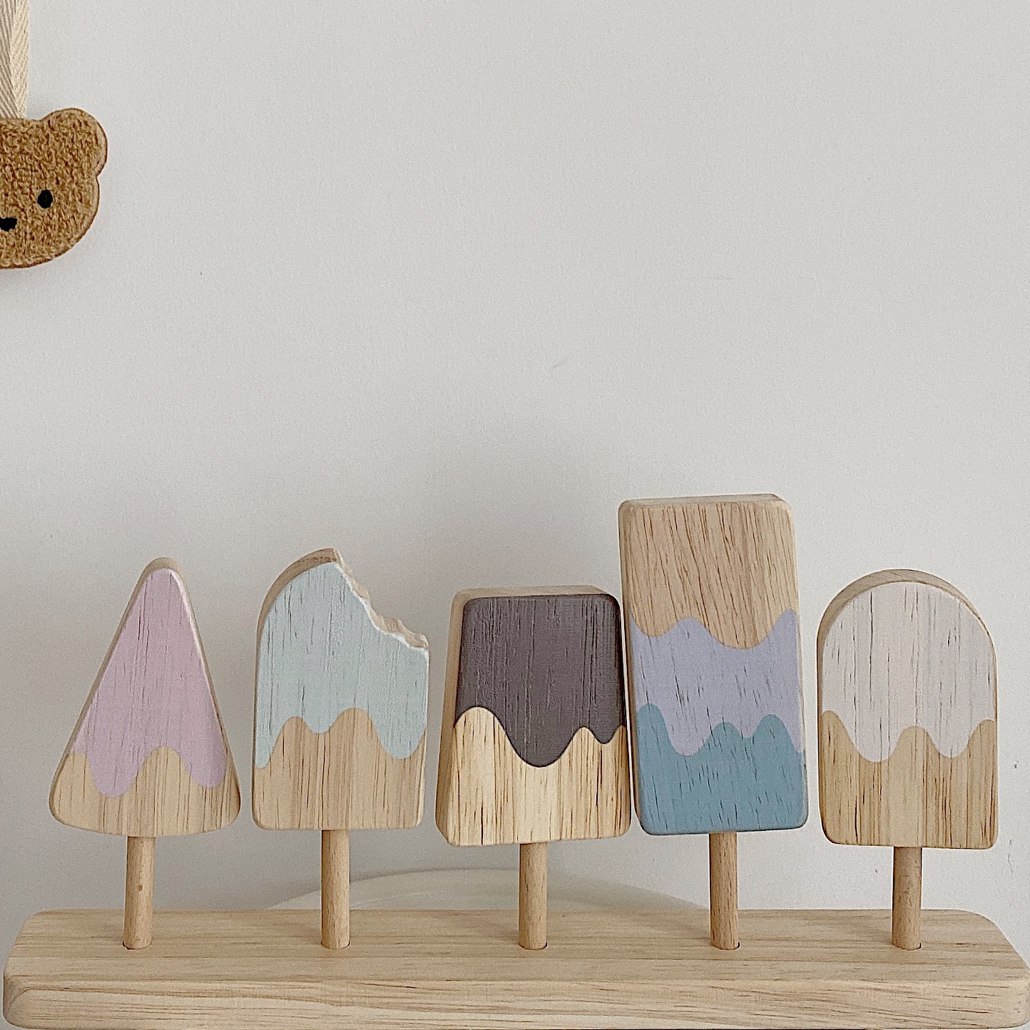 Simulation Wooden Popsicle Colorful Log Ice Cream Set Kindergarten Children Play House Food Ice Cream Ice Cream