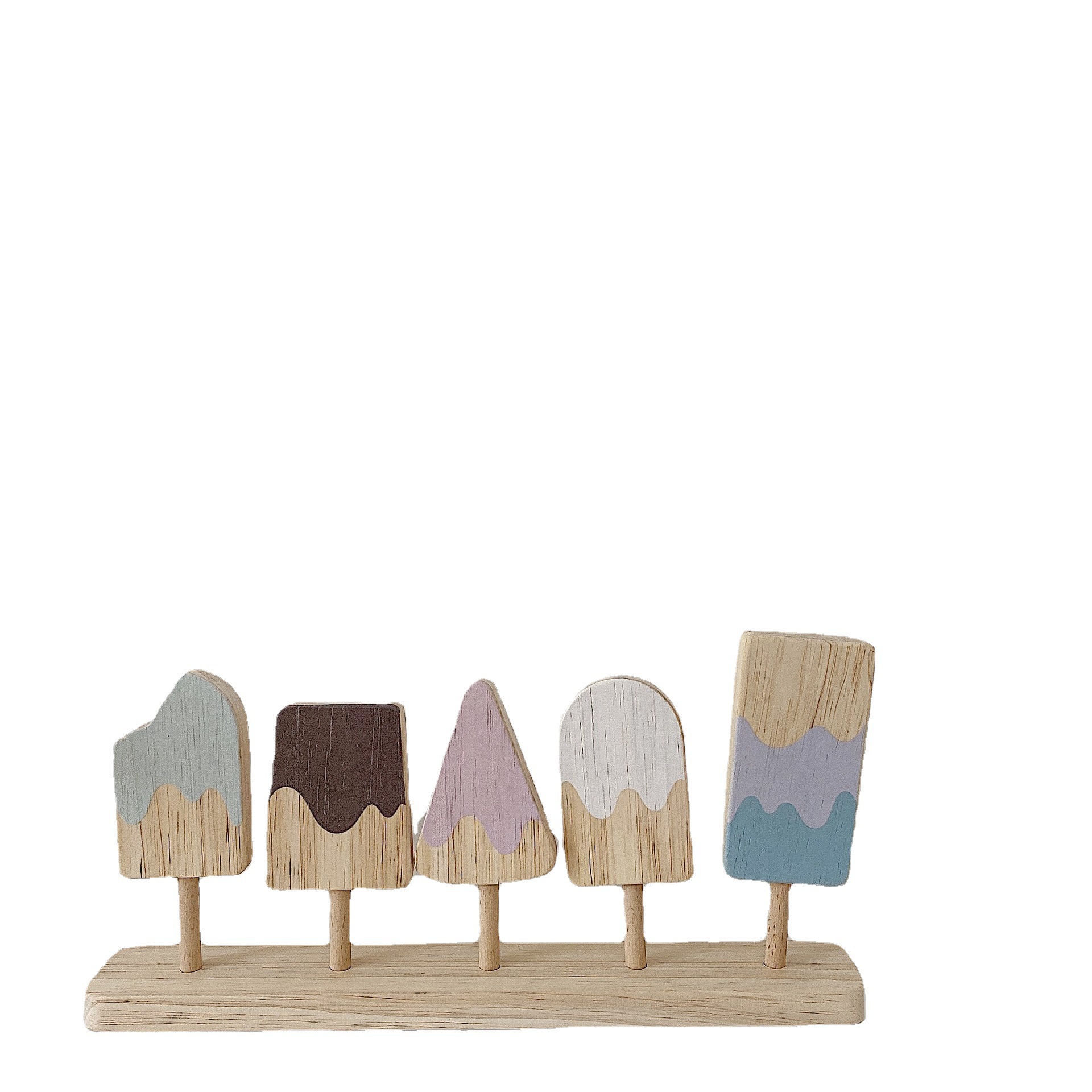 Simulation Wooden Popsicle Colorful Log Ice Cream Set Kindergarten Children Play House Food Ice Cream Ice Cream