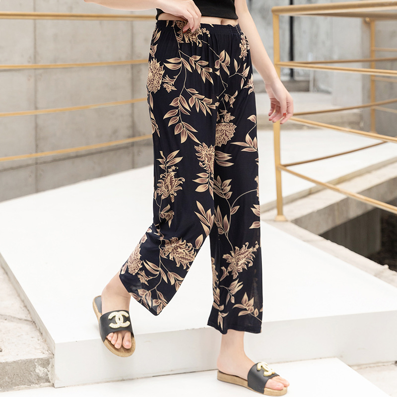 Summer New Straight Pants Colorful Pants Large Size Loose Casual Mosquito-Proof Women&#039;s Pants Cropped Mother Ice Silk Leggings Women&#039;s Thin