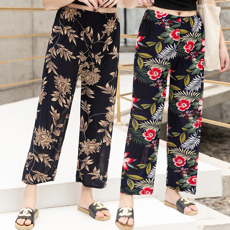 Summer New Straight Pants Colorful Pants Large Size Loose Casual Mosquito-Proof Women&#039;s Pants Cropped Mother Ice Silk Leggings Women&#039;s Thin