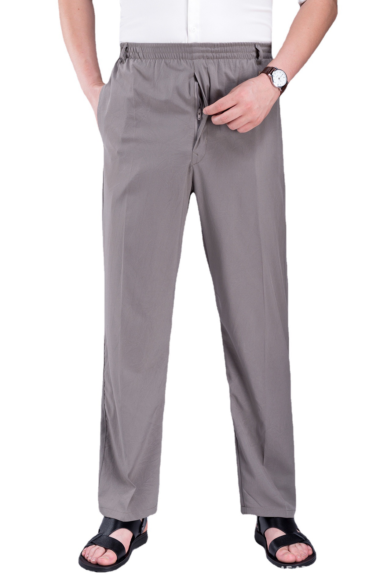 Factory Wholesale Hand Grip Colorful Pants Middle-Aged and Elderly Leisure Ice Silk Leggings Men&#039;s Width Loose Summer Thin Elastic Waist for the Elderly Grandpa