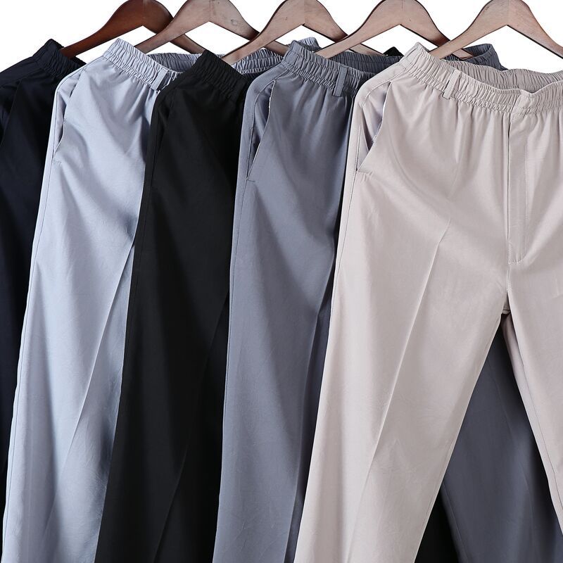 Factory Wholesale Hand Grip Colorful Pants Middle-Aged and Elderly Leisure Ice Silk Leggings Men's Width Loose Summer Thin Elastic Waist for the Elderly Grandpa Factory Wholesale Hand Grip Colorful Pants Middle-Aged and Elderly Leisure Ice Silk Leggings Men's Width Loose Summer Thin Elastic Waist for the Elderly Grandpa