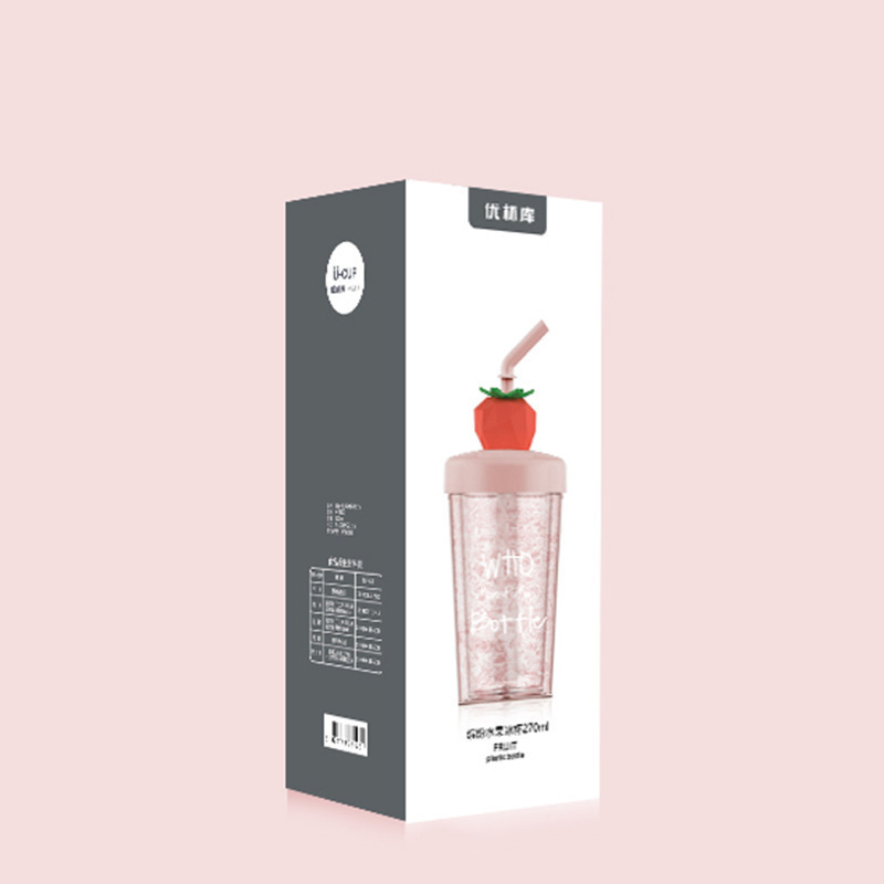 Aikesi Colorful Fruit Ice Cup Creative Rotational Straw Drink Cup Student Summer Cool Gel Plastic Cup