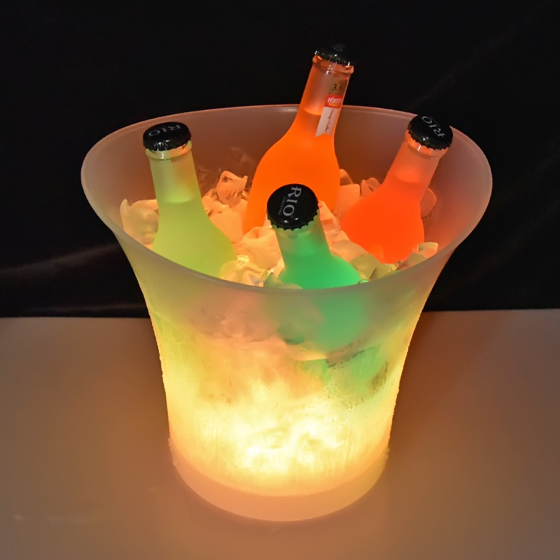 Bar KTV Special Luminous Ice Bucket Waterproof Frosted Plastic Bucket Colorful Drop-Resistant LED Ice Bucket