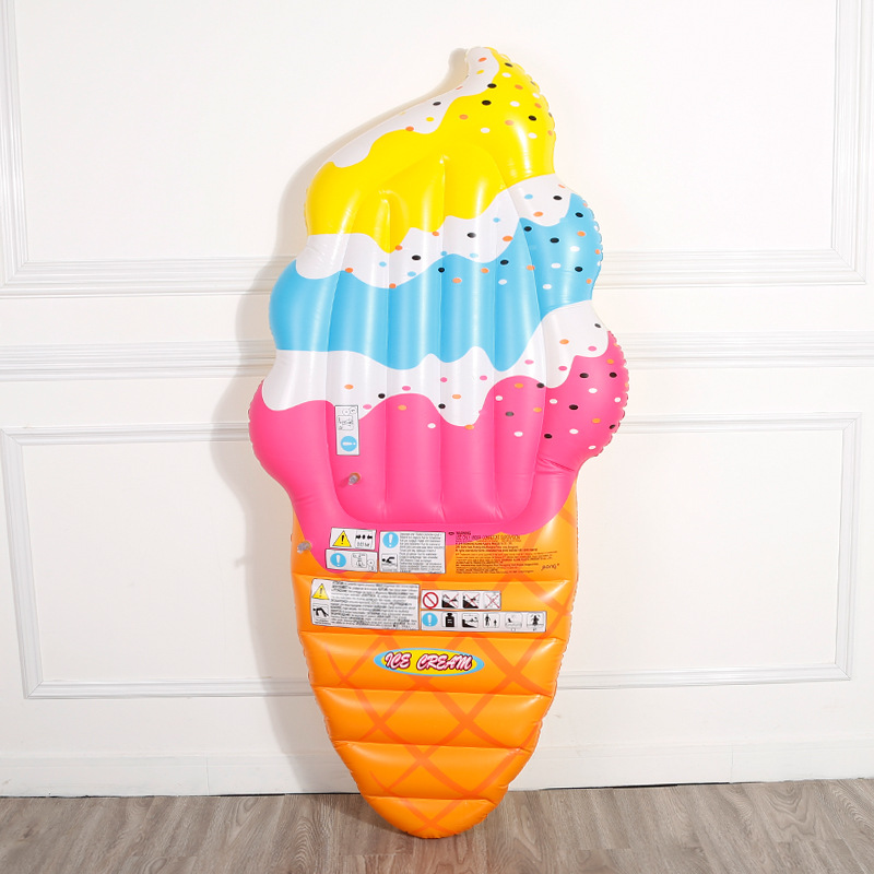 Factory Sales Inflatable Ice Cream Float Adult Swim Ring Floating Deck Chair Floating Bed Colorful Water Ice Cream Spot