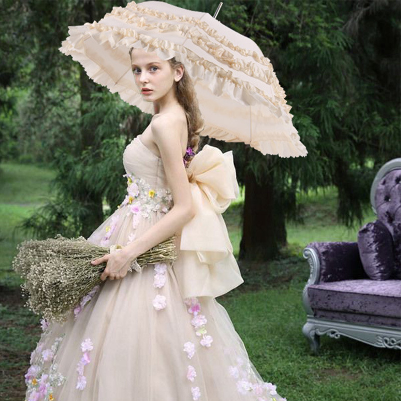 Lolita Cosplay Princess Umbrella Lolita European-Style Three-Ring Sunshade Western-Style Wedding Bride Umbrella Straight Umbrella
