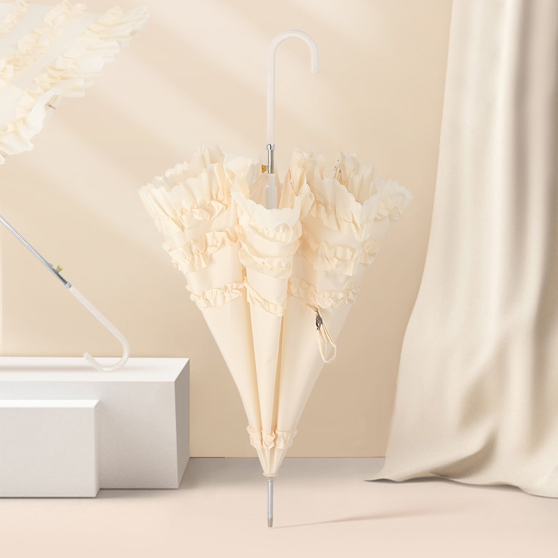 Lolita Cosplay Princess Umbrella Lolita European-Style Three-Ring Sunshade Western-Style Wedding Bride Umbrella Straight Umbrella