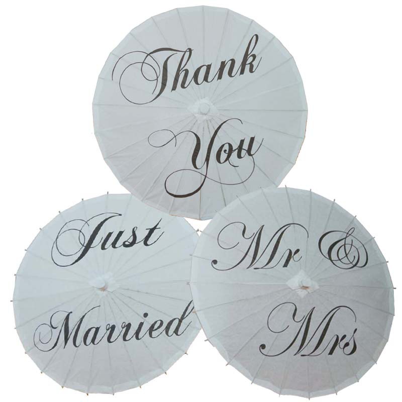 Spot Goods Craft Umbrella Foreign Popular Wedding Paper Umbrella Thank You Just Married Mr Mrs