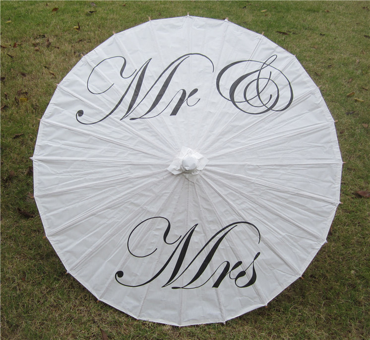 Spot Goods Craft Umbrella Foreign Popular Wedding Paper Umbrella Thank You Just Married Mr Mrs