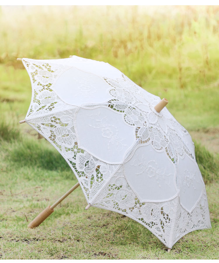 in Stock Lace Cotton Lace Umbrella Wedding Supplies Bride Umbrella Western Court Banquet Craft Umbrella Sun Umbrella