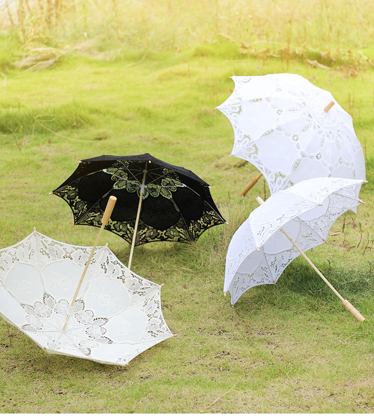 in Stock Lace Cotton Lace Umbrella Wedding Supplies Bride Umbrella Western Court Banquet Craft Umbrella Sun Umbrella
