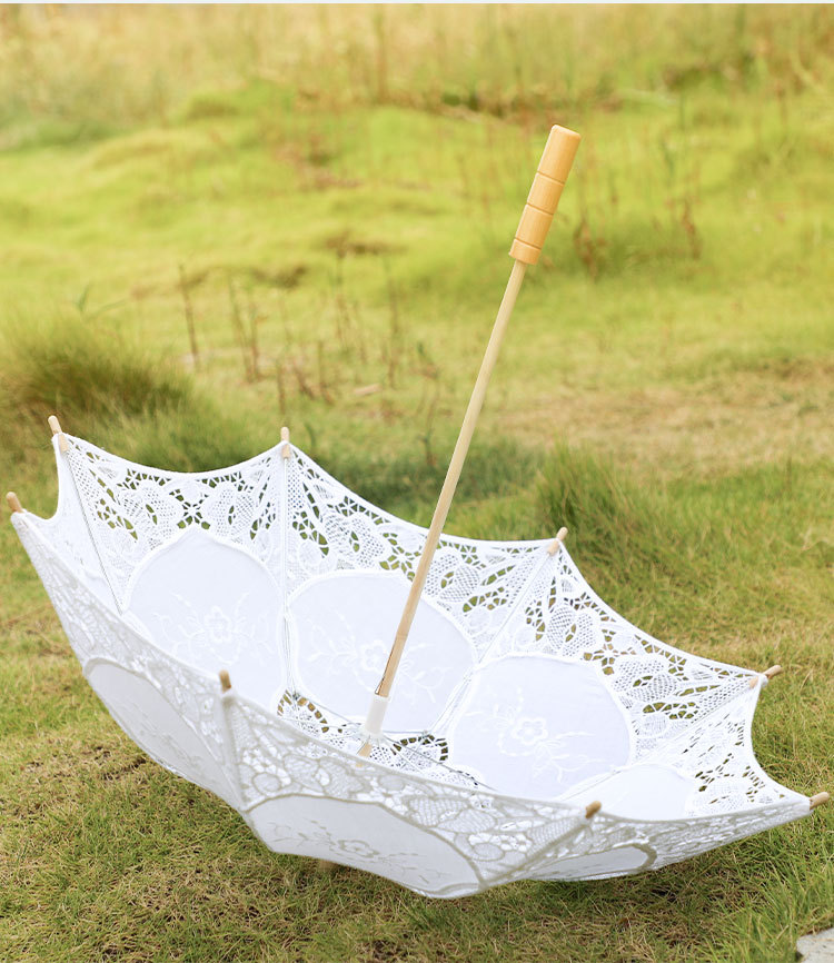 in Stock Lace Cotton Lace Umbrella Wedding Supplies Bride Umbrella Western Court Banquet Craft Umbrella Sun Umbrella