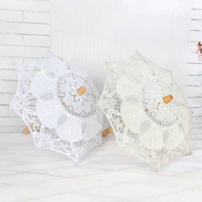 Lace Umbrella Wooden Handle Hollow Lace Lace Umbrella Floret Umbrella Photography Props Umbrella Wedding Supplies Whole