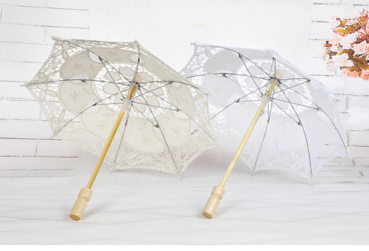 Lace Umbrella Wooden Handle Hollow Lace Lace Umbrella Floret Umbrella Photography Props Umbrella Wedding Supplies Whole