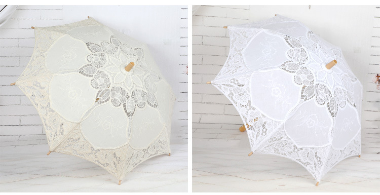 Lace Umbrella Wooden Handle Hollow Lace Lace Umbrella Floret Umbrella Photography Props Umbrella Wedding Supplies Whole