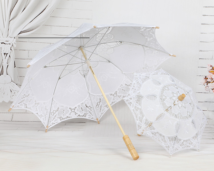Lace Umbrella Wooden Handle Hollow Lace Lace Umbrella Floret Umbrella Photography Props Umbrella Wedding Supplies Whole