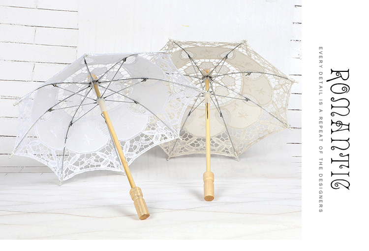 Lace Umbrella Wooden Handle Hollow Lace Lace Umbrella Floret Umbrella Photography Props Umbrella Wedding Supplies Whole