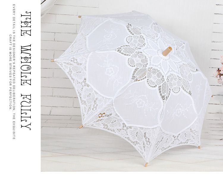 Lace Umbrella Wooden Handle Hollow Lace Lace Umbrella Floret Umbrella Photography Props Umbrella Wedding Supplies Whole
